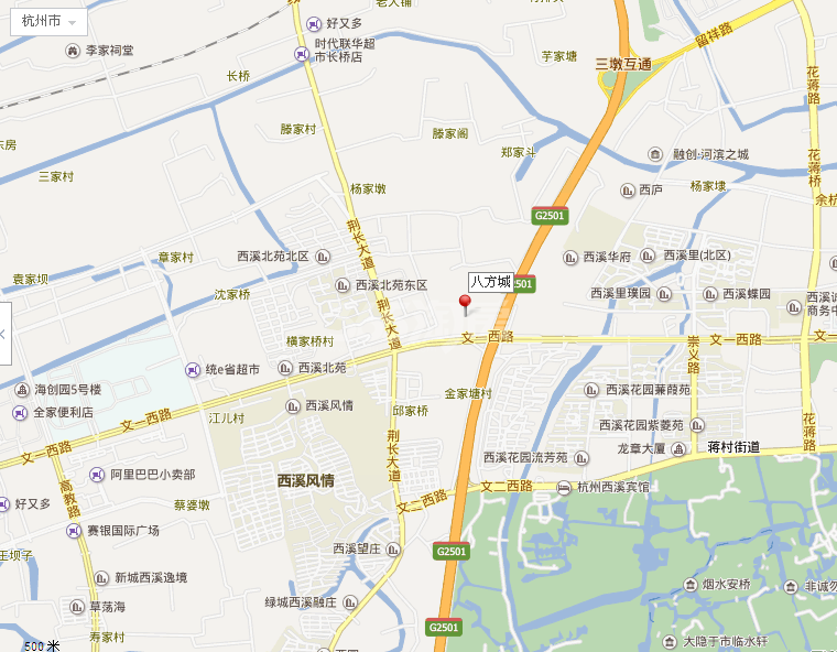 西溪八方城交通图